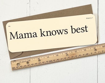 XL mama knows best flash cards - Mothers Day - mom appreciation - thanks mom - Grandma