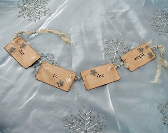 Joy to the World flash card ornament/garland (cream)