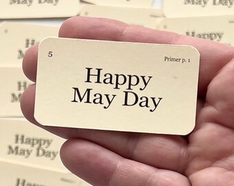 Mini Happy May Day flash cards - set of 21 - 2.5" x 1.375" - May Day Basket hang tags - May Day festivities - May Day Decorations