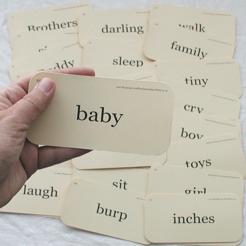 New Baby flash card tag set set of 42 different words new baby gift gender reveal gift maternity gift baby shower gift image 1