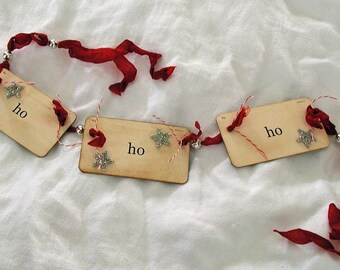 Ho ho ho flash card ornament/garland (red)