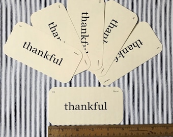 thankful flash cards (set of 6) - Thanksgiving table decor -  Friend Appreciation - Grateful for friendship