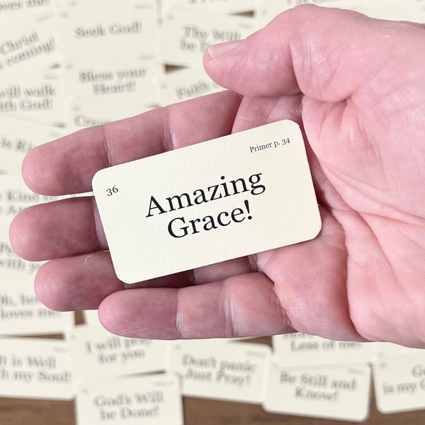 Mini Amazing Grace flash cards - set of 42 - religious gifts for women - faith based decor -