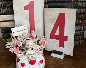 XL Chipboard Gas Station Numbers - DOUBLE SIDED - 5 3/8&quot; x 8 3/8&quot; - 14 & 17 - Valentine&#39;s Day - St Patrick&#39;s Day - mantle decor