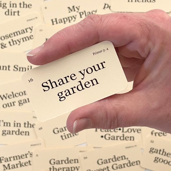 Mini Always Share your garden flash cards - set of 42 - gardening cards - farmhouse garden decor - garden themed tiered tray displays
