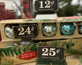 Reproduction Vintage Price tags - North Pole General Store - set of 9 tags - 12 cents - 24 cents - 25 cents - card making - vintage displays
