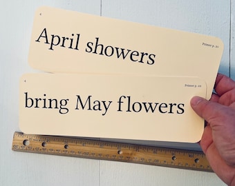 XL April Showers bring May flowers flash cards - set of 2 - Spring decor - Spring farmhouse decor - Spring cottage decor