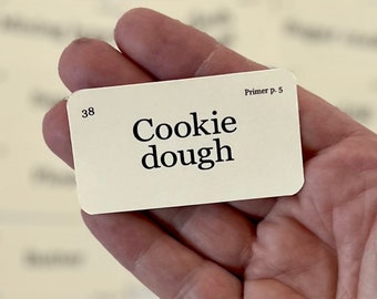 Mini Cookie Dough flash cards - set of 21 cards - 2 1/2" X 1 3/8" - Christmas scrapbook - make a garland