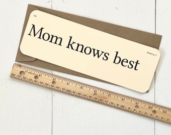 XL Mom knows best flash card - new mom - love - best mom ever - Mothers Day