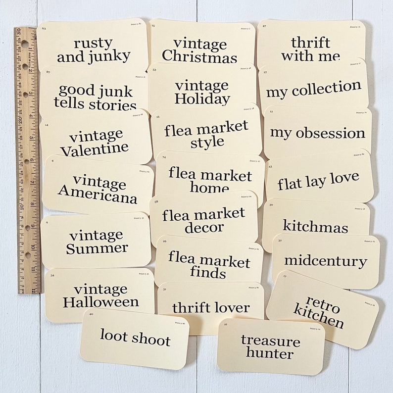 Vintage Hashtags Flash Cards Set of 42 Vintage Treasures Etsy