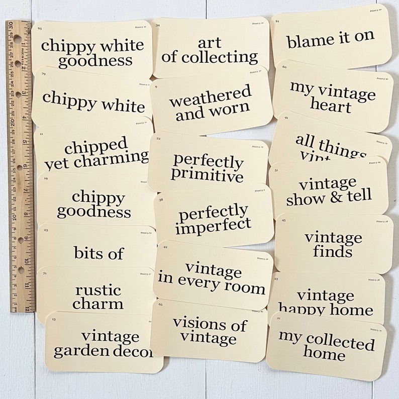 Vintage Hashtags Flash Cards Set of 42 Vintage Treasures Etsy