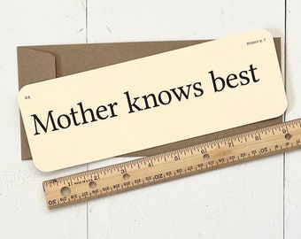 XL Mother knows best flash card - Mother's Day gift - New Mom card - appreciation card