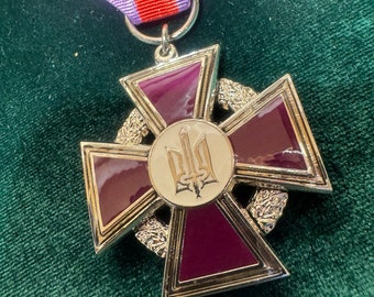 UKRAINE Medal Ukrainian Award for "Combat Injury" Honor Courage  Military army UA Armed Forces of Ukraine (15)