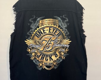 Men's XL Vance Biker Vest, Sturgis 75th Anniversary, One-Eyed Jacks
