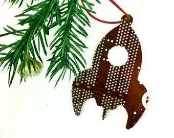 Circuit Board Rocket Ornament, Geeky Christmas Ornaments, Physicist Gift, Holiday Garland Decor, Rocket Science, Scientist Gift, Spaceship