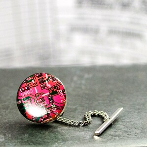 Circuit Board Tie Tack Red, Recycled Computer Jewelry, Geeky Tie Pin, Fathers Day Gift, Electrical Engineer Gift, Wearable Technology, Nerdy