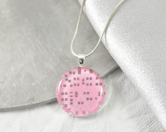 Pink Circuit Board Necklace, Medium Size