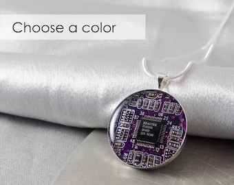 Circuit Board Necklace, Recycled Motherboard Jewelry, Geek Chic Necklace, Wearable Technology, Computer Gift, Computer Programmer, Upcycled