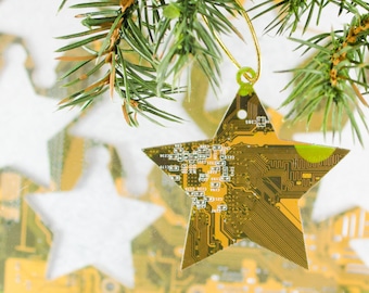 Circuit Board Ornament Star, Geeky Ornament, Computer Science Gift, Christmas Ornament, Techie Stocking Stuffer, Software Engineer Gift