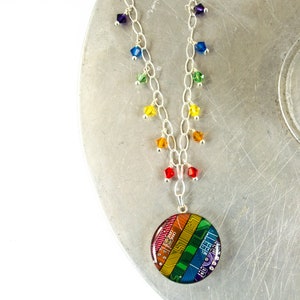 Recycled Circuit Board Rainbow Fringe Necklace image 1