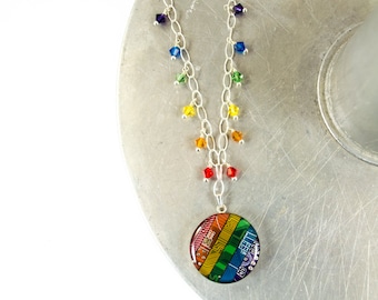 Recycled Circuit Board Rainbow Fringe Necklace