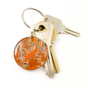 CHOOSE COLOR Computer Circuit Board Keychain, Computer Key Fob, Geek Gift, Wearable Technology Gift, Engineer Gift, Electrical Engineer Orange