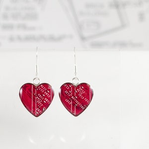 Red Circuit Board Heart Earrings, Medium Size, Electrical Engineer Earrings, Computer Scientist Jewelry, Gift for Scientist, Techie Earrings image 2