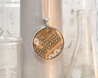 Circuit Board Necklace LARGE Yellow, Recycled Computer Jewelry, Wearable Technology, Engineer Gift, Computer Programmer, Recycled Jewelry