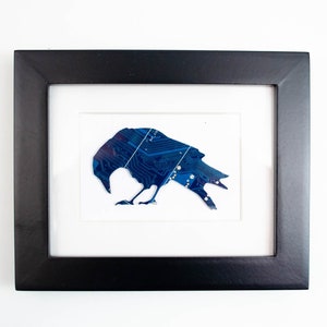 Raven Circuit Board Art - Mini Crow Circuit Board Art Piece - Ornithology Desk Art - Bird Nerd Gift Idea