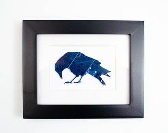 Raven Circuit Board Art - Mini Crow Circuit Board Art Piece - Ornithology Desk Art - Bird Nerd Gift Idea