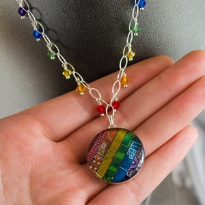 Recycled Circuit Board Rainbow Fringe Necklace image 4