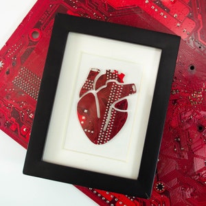 Mini Anatomical Heart Circuit Board Framed Art, Custom Recycled Motherboard Art, Cardiology Gift, Cardiologist Framed Art image 6