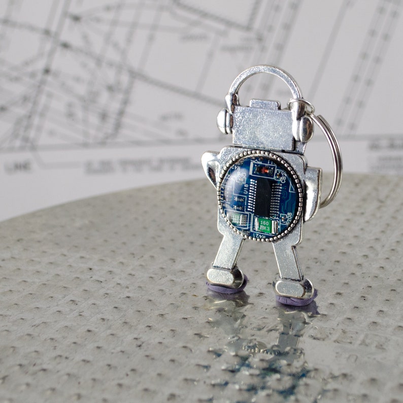 Robot Keychain Circuit Board Robot Key Fob Geeky Key Chain Etsy