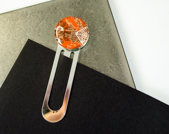 Orange Circuit Board Bookmark, Recycled Computer Gift for Engineer Bibliophile