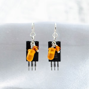 Electronic Component Earrings - Voltage Regulators and Diodes - Upcycled Ewaste Jewelry - Computer Engineer Gift - Eclectic Earrings