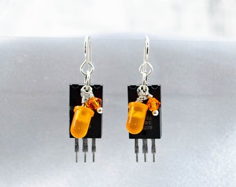 Electronic Component Earrings - Voltage Regulators and Diodes - Upcycled Ewaste Jewelry - Computer Engineer Gift - Eclectic Earrings