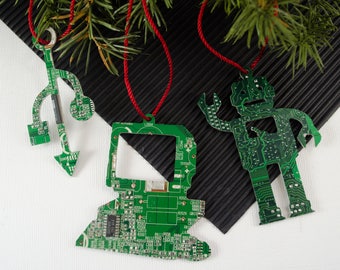 Circuit Board Ornament Set, Computer Ornaments, Computer Programmer, Software Engineer, Computer Science Gift, Christmas Ornament, Techie