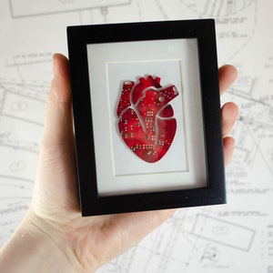 Mini Anatomical Heart Circuit Board Framed Art, Custom Recycled Motherboard Art, Cardiology Gift, Cardiologist Framed Art image 4