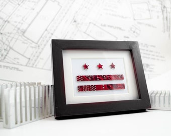 Washington DC Flag Circuit Board Art - Mini Desk Art - Framed Office Artwork - Upcycled Motherboards - Electronic Reuse