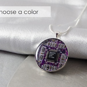 Circuit Board Necklace, Recycled Motherboard Jewelry, Geek Chic Necklace, Wearable Technology, Computer Gift, Computer Programmer, Upcycled image 1