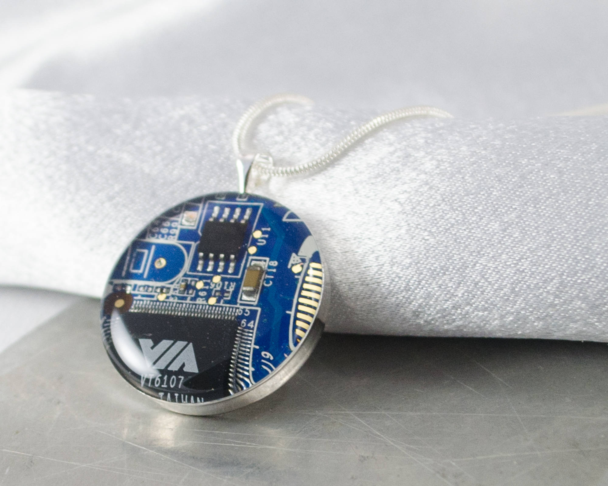 Circuit Board Necklace Blue Upcycled Jewelry Motherboard Etsy
