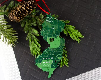 New Jersey Circuit Board Ornament State Pride, Geeky Personalized Christmas Ornament, Computer Engineer Gift, Hostess Gift