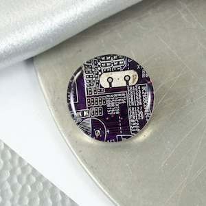 Violet Circuit Board Pin, Recycled Computer Gift