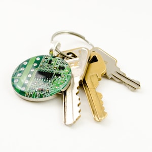 Circuit Board Keychain Green, Upcycled Computer Gift image 3