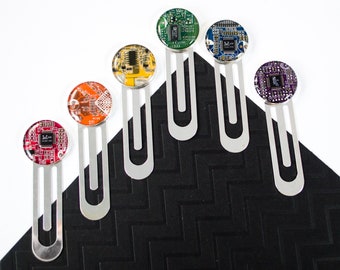 Circuit Board Bookmark, Recycled Computer Gift for Engineer Bibliophile, CHOOSE COLOR
