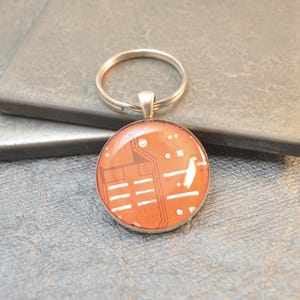 Circuit Board Keychain Orange, Information Technology Gift, Industrial Chic, Electrical Engineer Housewarming Gift image 8
