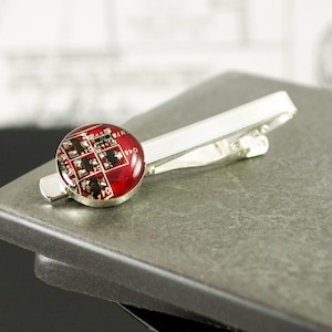 Tie Bar Made from Upcycled Circuit Boards, Recycled Computer Tie Clip