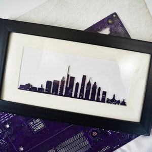 Custom Circuit Board Skyline Wall Art, Panoramic Style, Geek Art, Hometown Engineer Gift, Computer Programmer Art, Personalized Art Gift