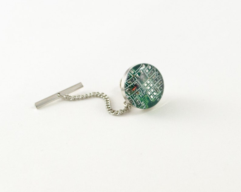 Wearable Technology Tech Gift Upcycled Circuit Board Jewelry Green Circuit Board Tie Tack Nerdy Computer Jewelry Fathers Day Gift