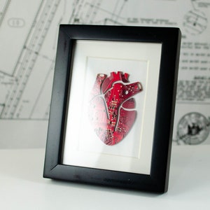 Mini Anatomical Heart Circuit Board Framed Art, Custom Recycled Motherboard Art, Cardiology Gift, Cardiologist Framed Art image 3